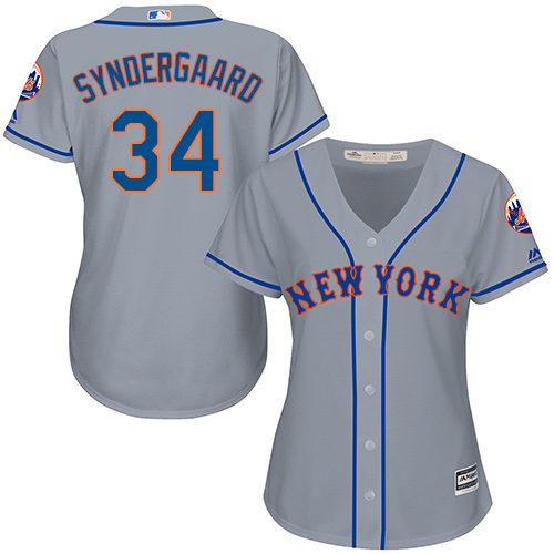 Mets #34 Noah Syndergaard Grey Road Women's Stitched MLB Jersey - Click Image to Close